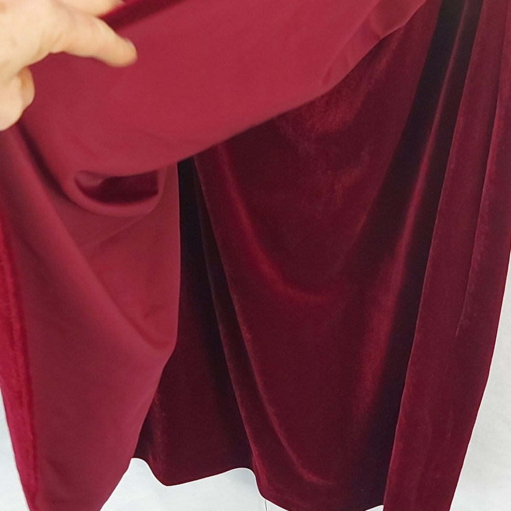 Vince Camuto Red Burgundy Velvet Halter Sleeveless Over Knee Dress 18 XXL # - Picture 9 of 13